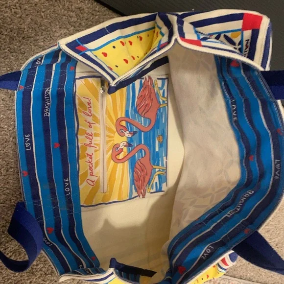 Brighton Blue and Red Heart Tote - Picture 4 of 5